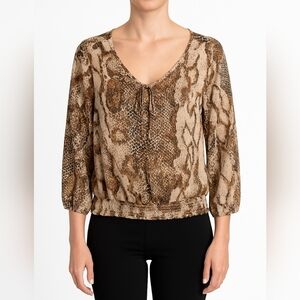 Lady Dutch Small Snake Print Chiffon Top Y2K